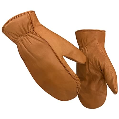 Harssidanzar Thermal Gloves Mens Lambskin Outdoor Leather Mittens Glove Thermolite Lined GM033,TAN, Size M
