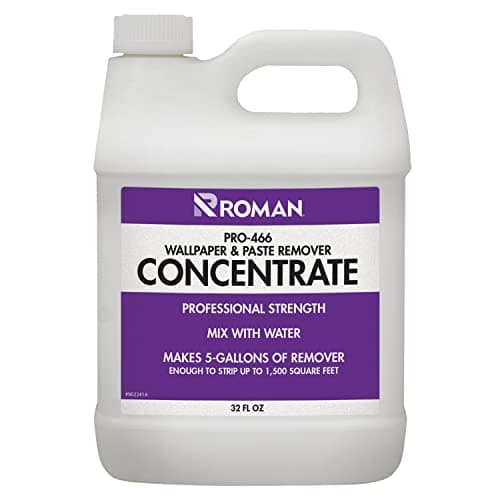 Roman Wallpaper Remover Concentrate, Contractor Strength Wallpaper Stripper and Adhesive Remover, Unscented, Non-Staining, Clear, PRO-466, 32 Ounce, 1,500 Sq. Ft.