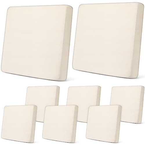 Newwiee 8Pcs Patio Cushion Covers Stretch Outdoor Cushion Cover Replacement for Patio Furniture Sofa Couch Slipcovers Soft Flexibility Washable Furniture ProtectorWaterproof PureBeige