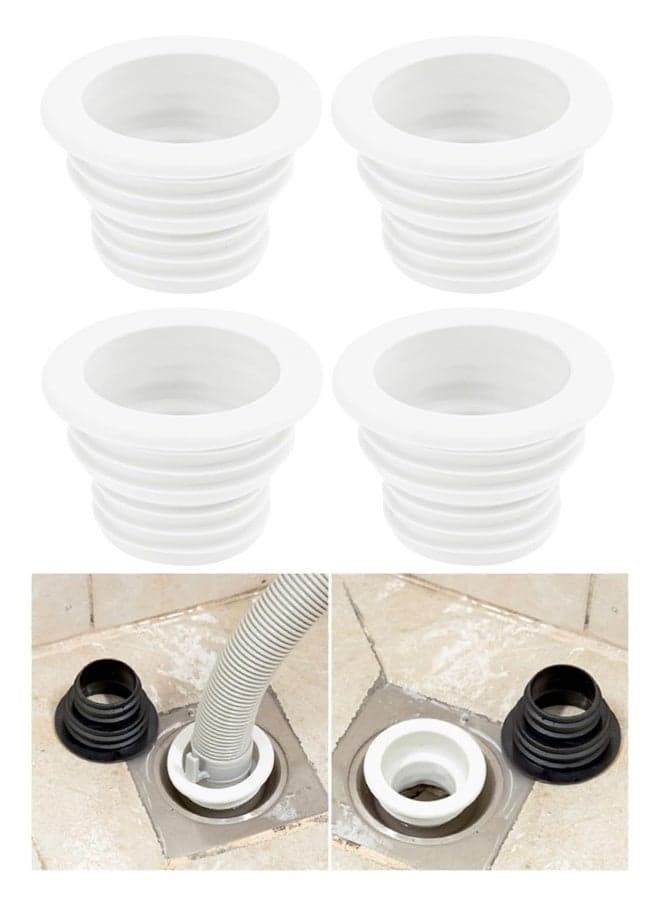 4 PACK Drain Pipe Seal Hose Silicone Plug Sewer Sealing for Kitchen Bathroom (White)