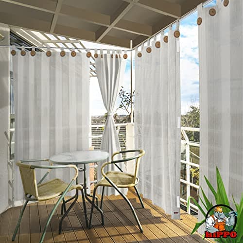 HIPPO 230 GSM Outdoor Sun Blocking Balcony Loop Curtains Sun & UV Protection, Light Filtering 4.5FTX9FTLong Door Curtain (Arctic-White)