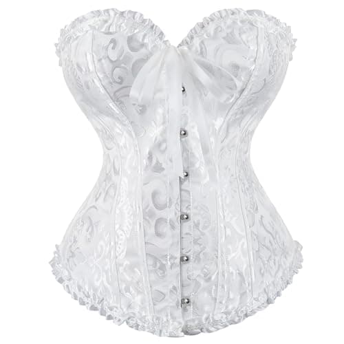 Zhitunemi Renaissance Corset Tops for Women: White Corsets Plus Size Halloween Costumes - Ren Faire for Renaissance Festival White Medium