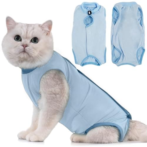 Avont Cat Recovery Suit - Kitten Onesie for Cats After Surgery, Cone of Shame Alternative Surgical Spay Suit for Female Cat, Post-Surgery or Skin Diseases Protection -Blue(M)