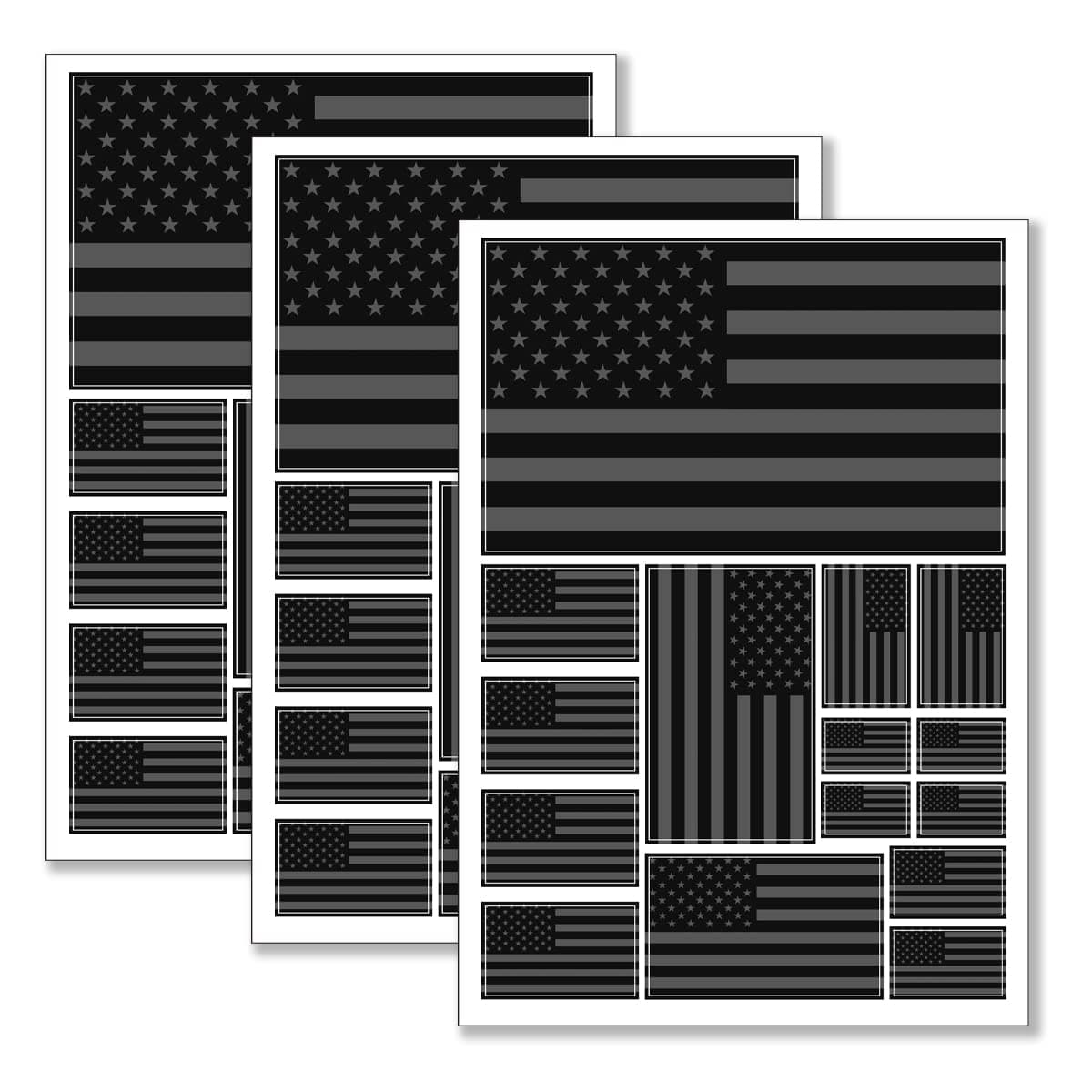QQSD Black US American Flag Sticker USA Decal in Multiple Sizes 3 Pack 117 x 83 Inches