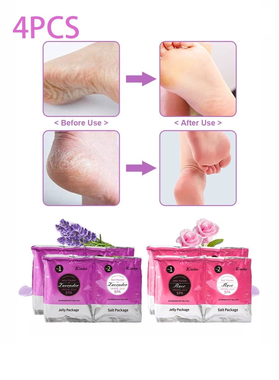 Foot bath salts remove toxins, contain 2PCS lavender 2PCS rose and moisturizing gel, foot calluses, fight infection, enhance immunity, help treat athlete's foot, inflammation, relieve fatigue, pain, itchy feet