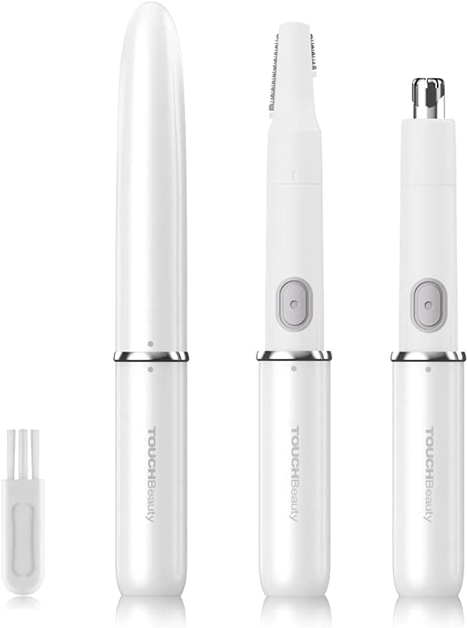 Face Eyebrow Nose Ear Hair Trimmer by TOUCHBeauty AllinONE Hair Remover for Women Men Dual Blades Shaver Battery Powered Upgraded Version TB1458White