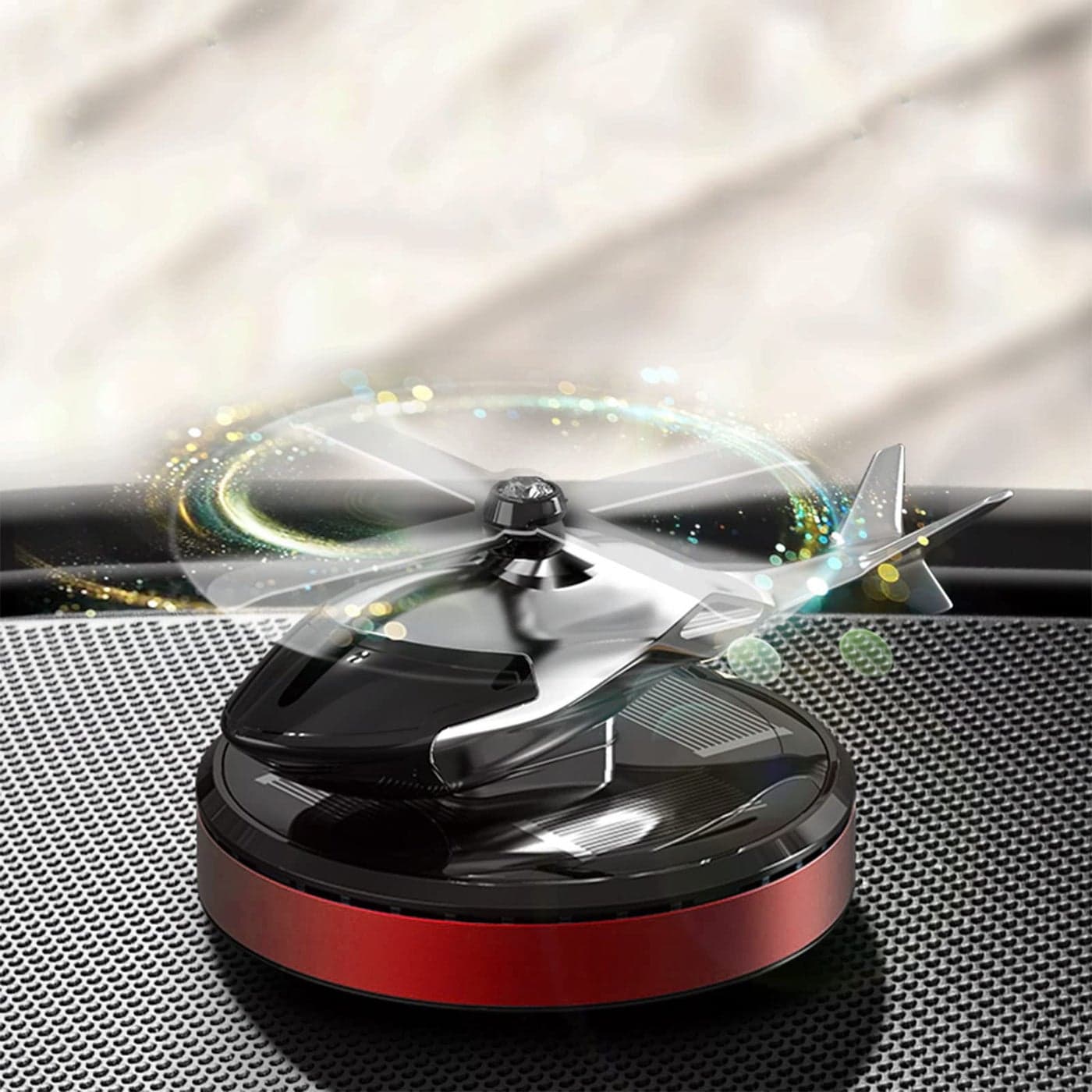 Fancemot Helicopter Car Air Fresheners Rotating Solar Car Fresheners Airplane Car Perfume
