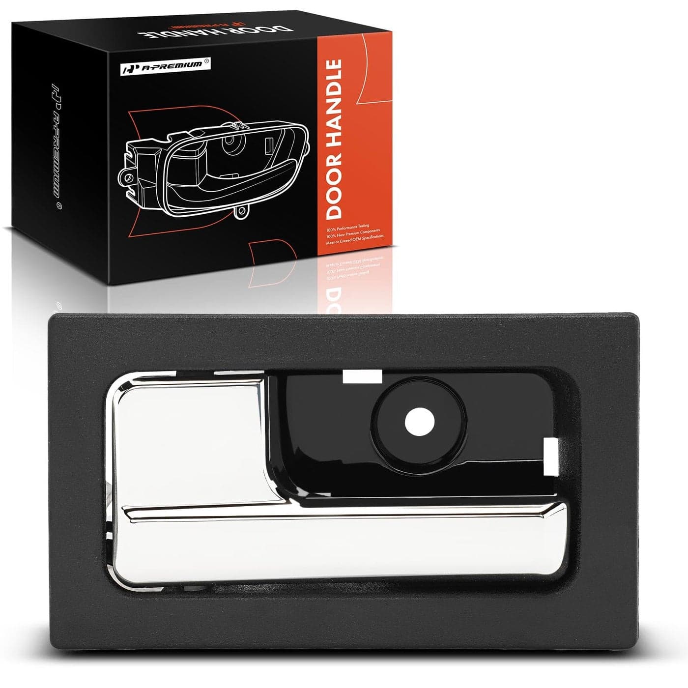 APremium Interior Door Handle Compatible with Ford F150 2009 2010 2011 2012 2013 2014 Chrome Lever Black Housing Front or Rear Left Driver Side Replace 9L3Z1522601CB CL3Z1522601GA