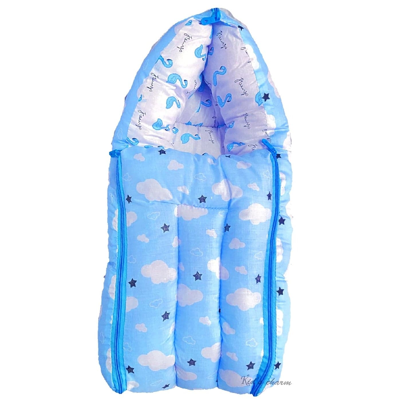 Infans Mini Cloud Mini 3 in 1 Babys Cotton Bed Cum Carry Bed Printed Baby Sleeping BagBaby BedInfant Portable for Unisex Easily Portable Light Weight Carry for New Born 04 Months Old Blue