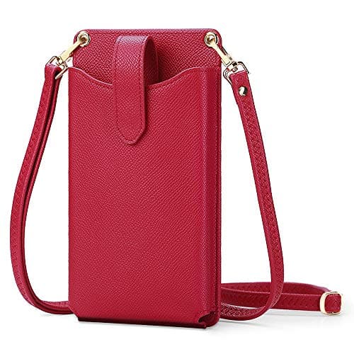 Peacocktion Small Crossbody Vegan Leather Purses for Women Travel Bags for Women with Card Slot Phone Pocket Red