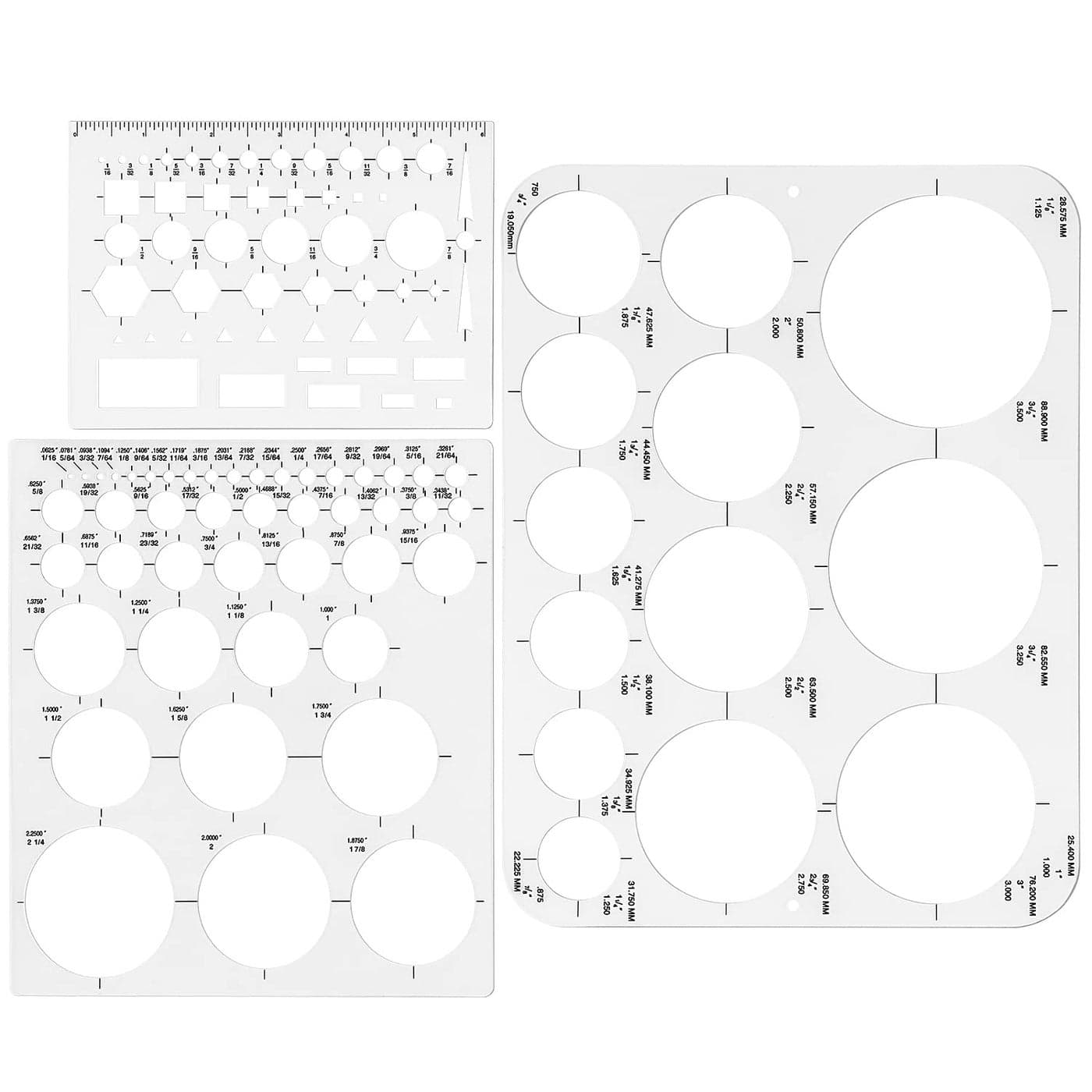 Tamaki Circle Template Circle Round Stencil Templates for Drafting for Office and School Building Formwork Drawings Templates Large and Small Size 3 Pack