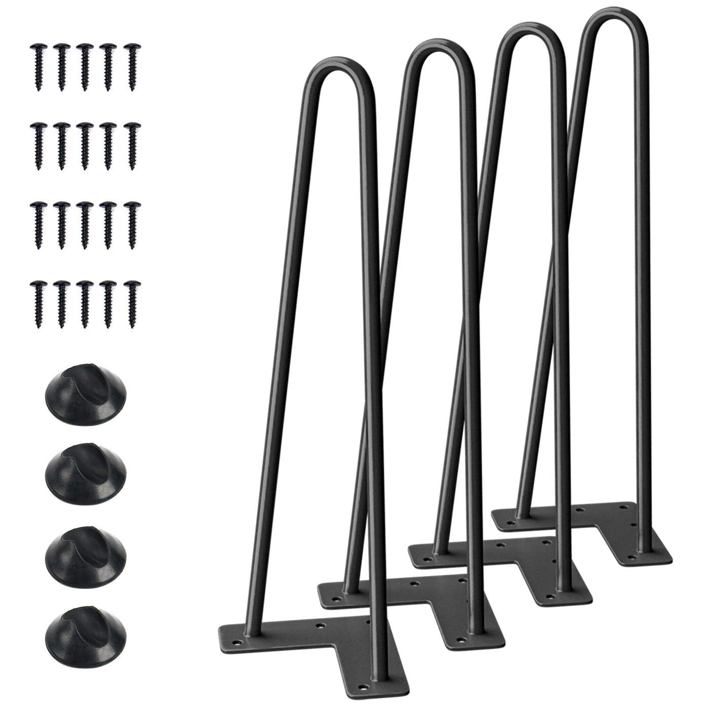 SMARTSTANDARD 16 Hairpin Furniture Legs Metal Home DIY Projects for Nightstand Coffee Table Desk etc with Rubber Floor Protectors Black 4PCS