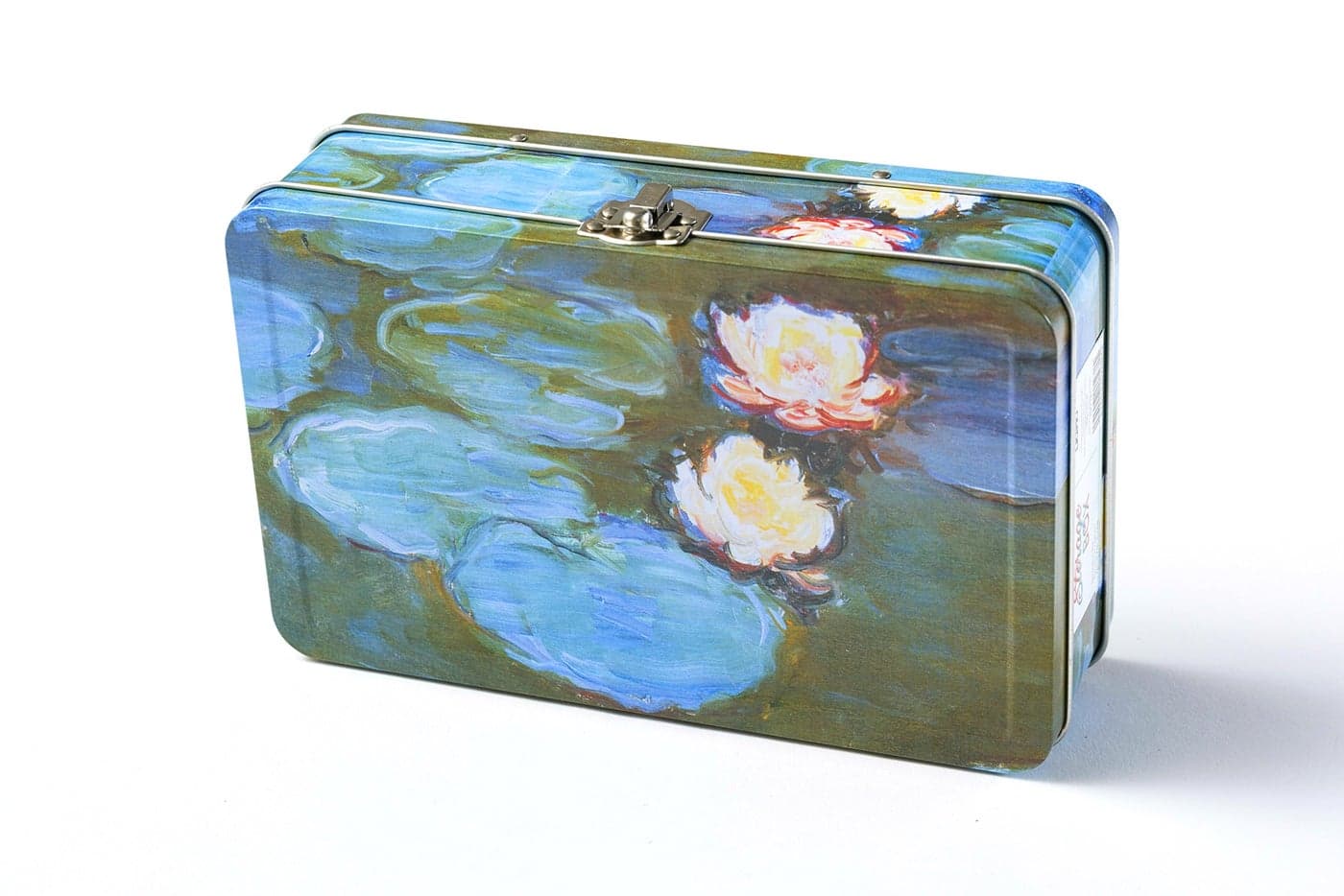 DAHO Metal Storage Box with Hinge for Office, School, Home, Makeup, Arts & Crafts and Accessories (Water Lilies)