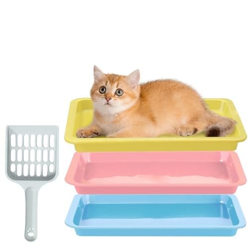 3 Pcs Kitten Litter Box with 1 Scoop96 Small Litter Pan Low Entry Waterproof Bunny Plastic Portable Nonstick Litter BoxMulti Color Litter Tray Travel Toilet for Small Pet Guinea Pig Rabbit