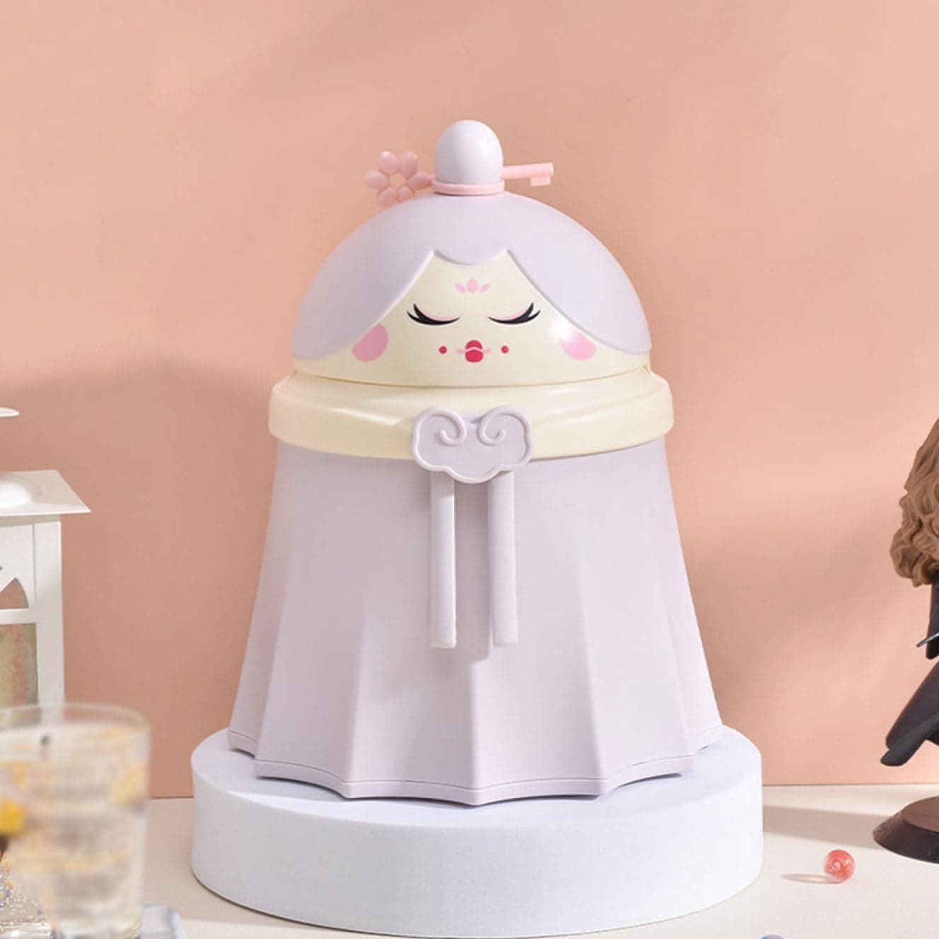 EVVIX Kawaii Toilet Trash Can with Lid Cute Cartoon Toilet Dustbin Disposable Trash Container for Bathroom Kitchen Bedroom Purple