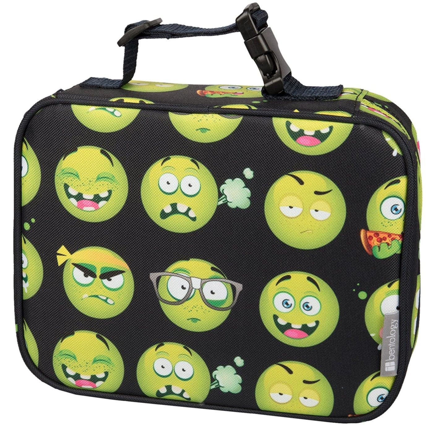 Bentology Lunch Box for Boys Kids Insulated Durable Lunchbox Tote Bag Fits Bento Boxes Containers Jars Water Bottles Reusable School Lunch Sleeve Keeps Food Hotter or Colder Longer Emoji