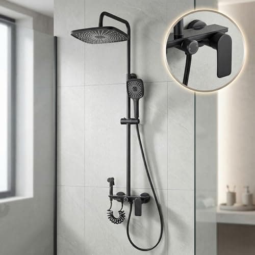 InArt Premium Brass Wall Mount Shower Set – Elegant 4-Function Mixer System for Ultimate Bathing Experience