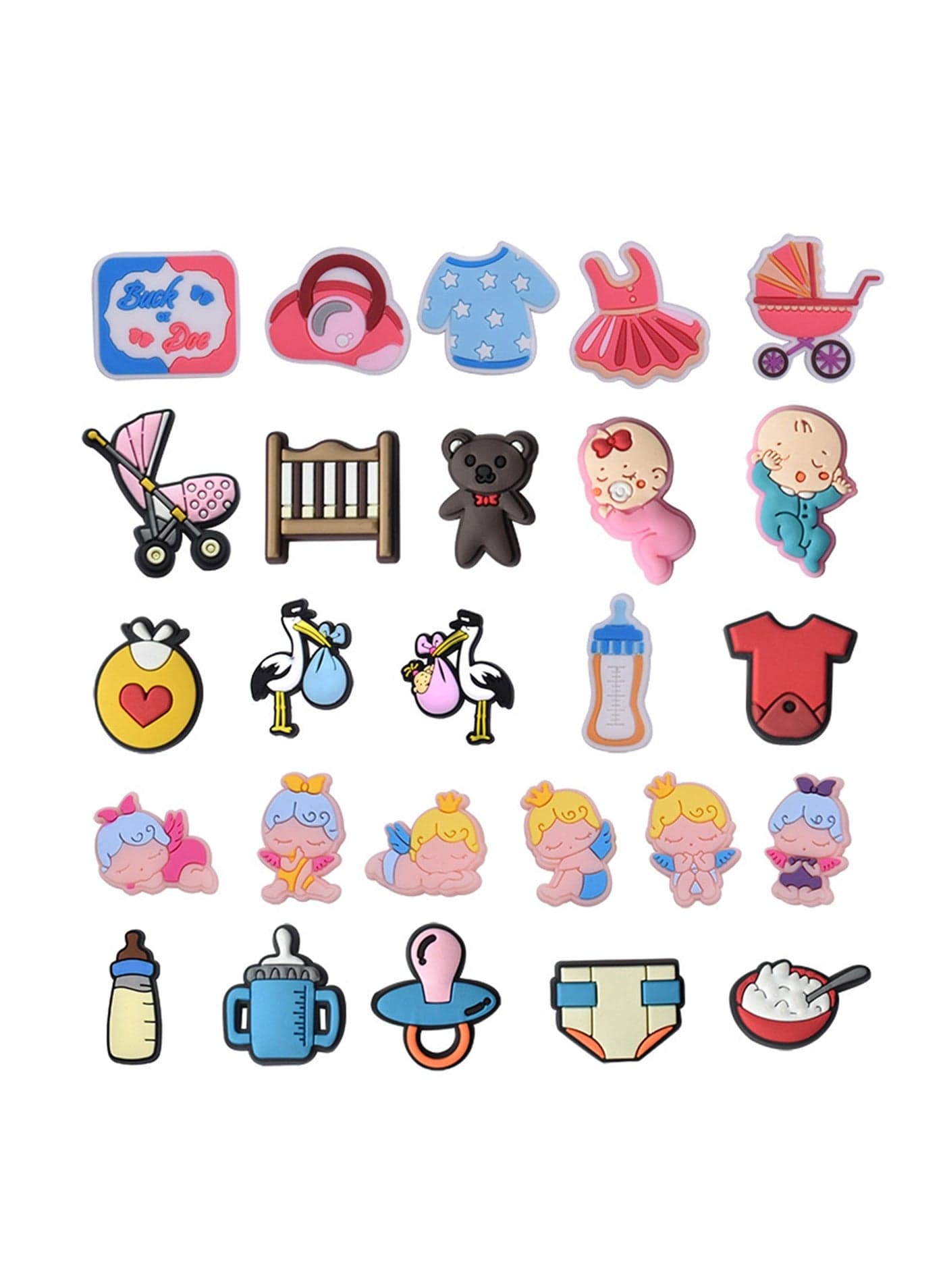 Baby Shoe Charms 26PCS Baby Boy Shoes Charm for Croc PVC Baby Girl Accessories Birthday Party Favors Supplies Decorations fit Clog Bracelets Gift