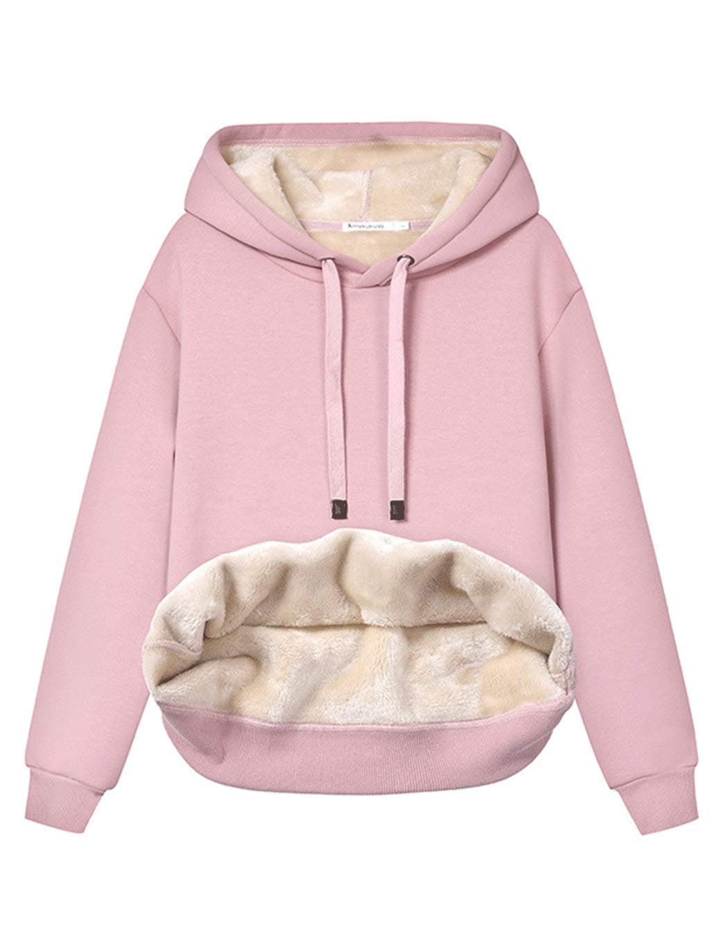 Haellun Womens Casual Winter Warm Fleece Sherpa Lined Pullover Hooded Sweatshirt Pink Medium