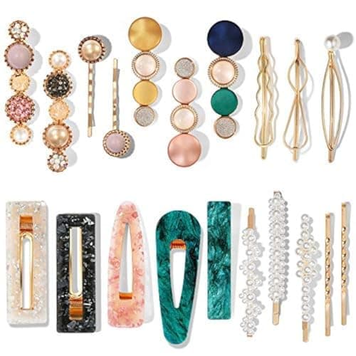 Mehayi 20 PCS Macaron Pearl Acrylic Resin Fashion Hair Clips Set Cute Hair Barrettes Bobby Pins Boho Fancy Hairpin Accessories Headwear Styling Tools Gifts for Women Girls Decorative Wedding