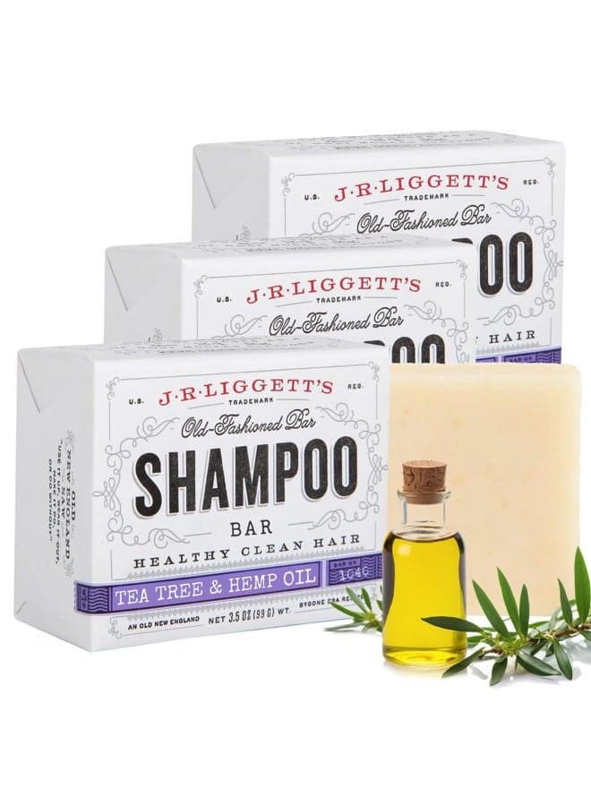 Shampoo Bars - Oils Including Tea Tree for Strong and Healthy Hair - Nourish with Antioxidants & Vitamins - Detergent and Sulfate-Free - Set of Three 3.5 Ounce Bars