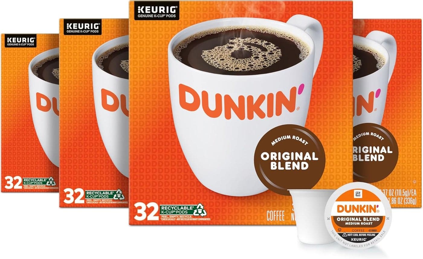 Dunkin' Donuts Original Blend K-Cup Pods for Keurig Brewers, Medium Roast, 128 Count
