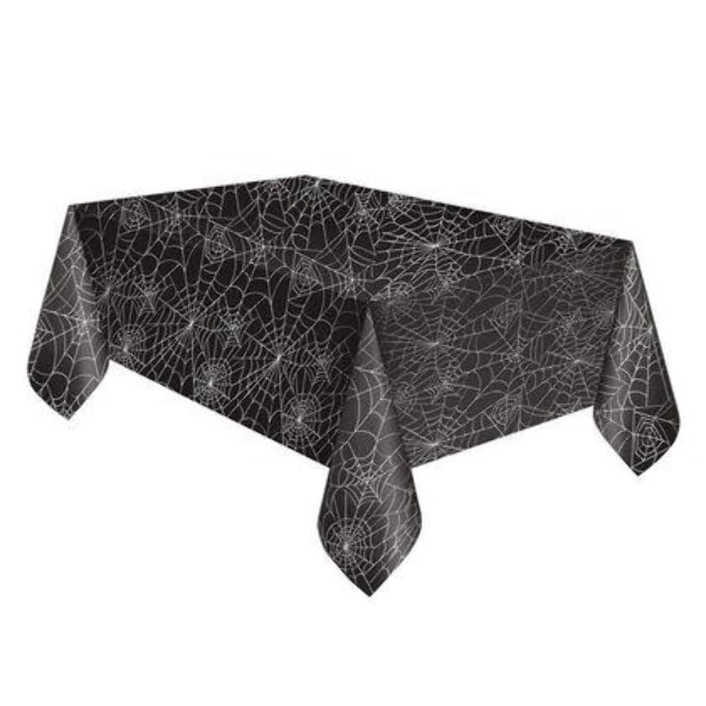 Unique Spider Web Rectangular Plastic Table Cover | 54" x 84" | 1 Pc, 84" x 54", Black