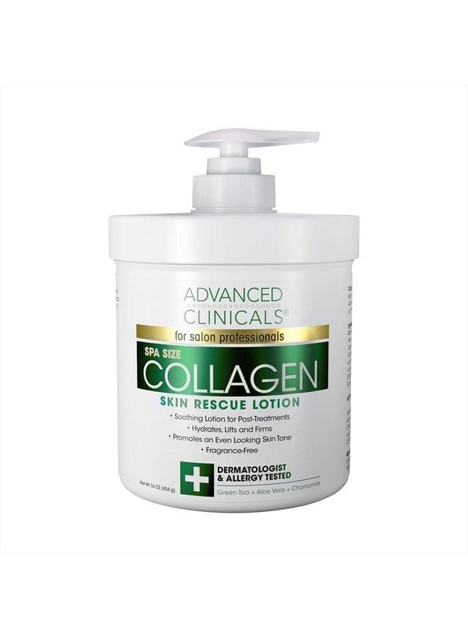 Collagen Lotion Dry Skin Rescue Face & Body Moisturizing Skin Care Cream For Lifting, Firming, & Tightening Skin. Anti Aging Skincare Moisturizer Helps Hydrate Skin, Large 16 Ounce