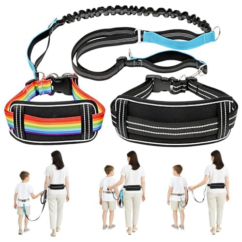 Waist Leash Harness with Soft Cushion for Autism Special Needs ADHDASD Children Hands Free Safety Walking Harness with Light Reflector and 3 Padded Handles Kids Adjustable Elopement Tether Leash