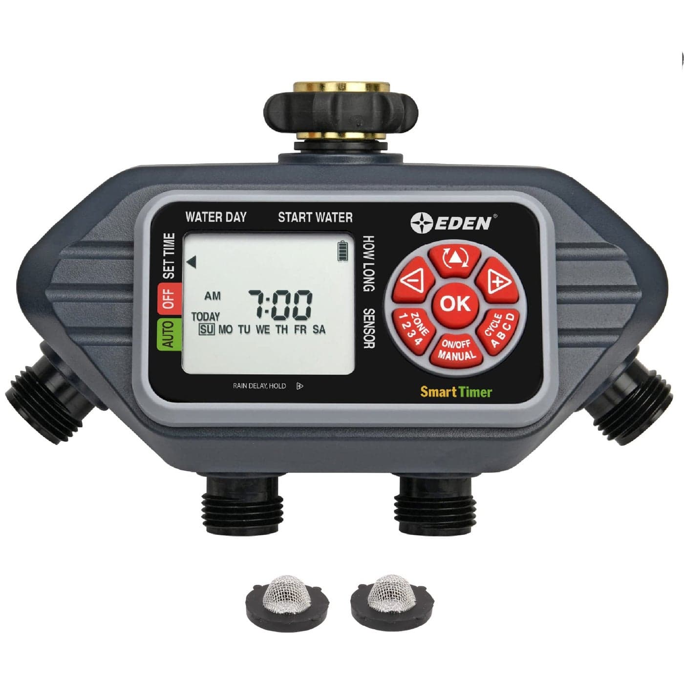 Eden 93413 Programmable Digital Water Timer 4Zone Compatible with Wireless Soil Moisture Sensor