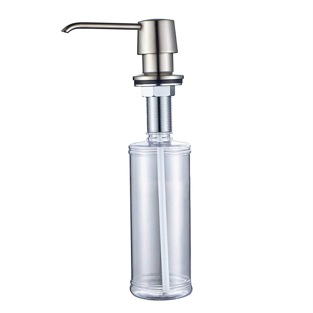 Fapully Commercial Bathroom Brushed Nickel Deck Mount Kitchen Under Sink Liquid Dish Soap and Lotion DispenserCountertop in Counter Kitchen Soap Dispenser