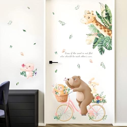 JAAMSO ROYALS Cartoon Animals Pig Bear Wall Stickers for Kids Room (90 CM X 60 CM)