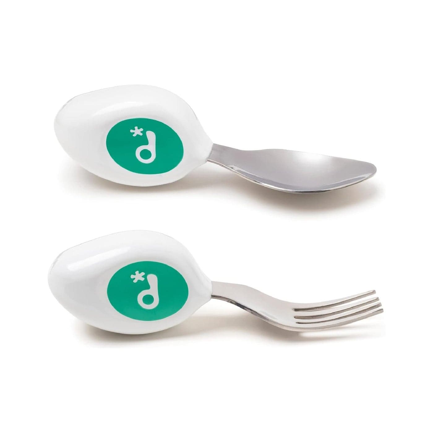 doddl Toddler Utensils Ergonomic Fork and Spoon Set for Self Feeding Stainless Steel Silverware for 13 Year Olds BPA Free Dishwasher Safe Aqua