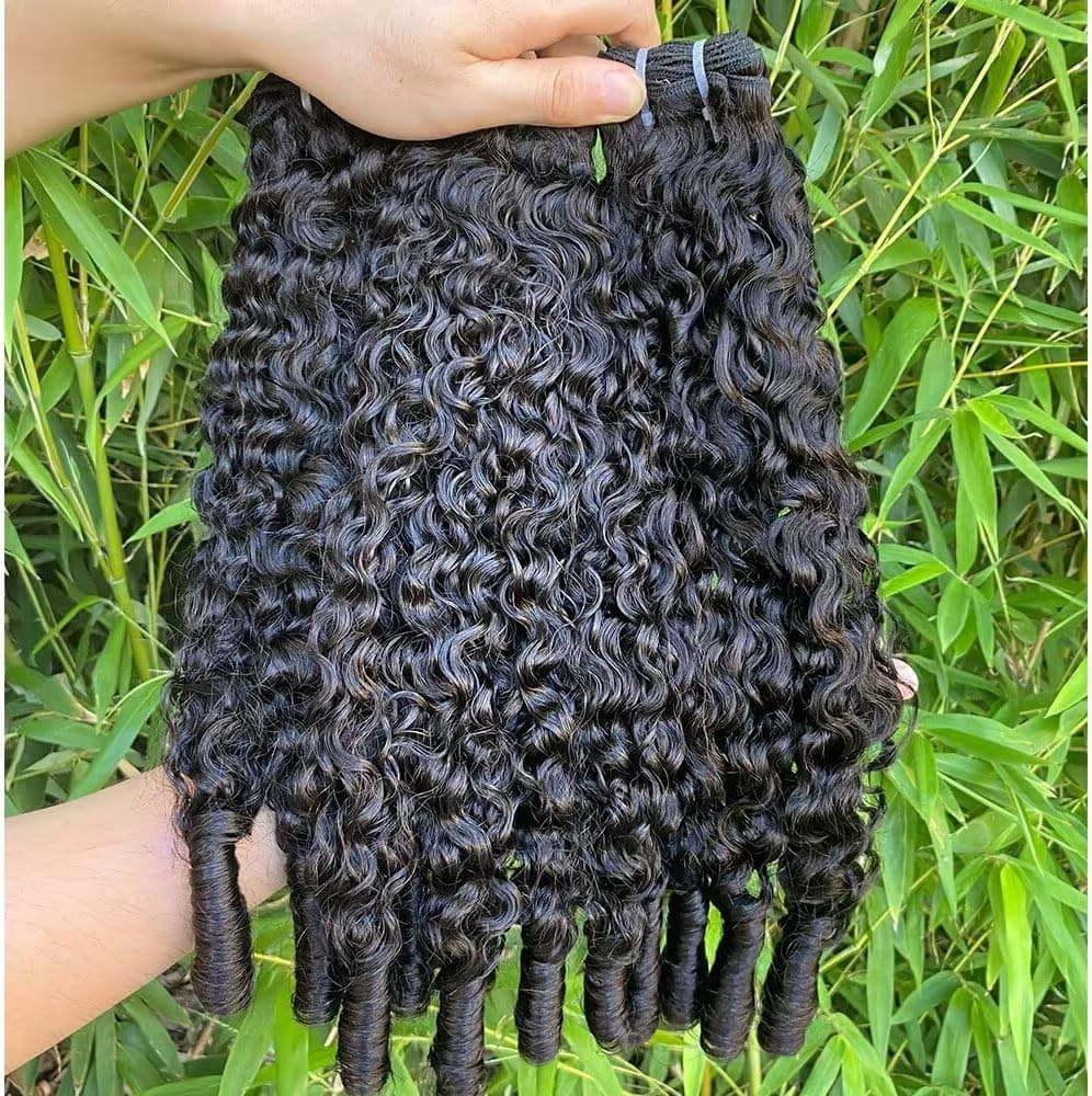 MSGEM Burmese Curly Human Hair Bundles 12A Brazilian 100 Unprocessed Virgin Water Wave with Spiral Ends Human Hair Extensions 3 Bundles 18 18 18 Inch Natural Color