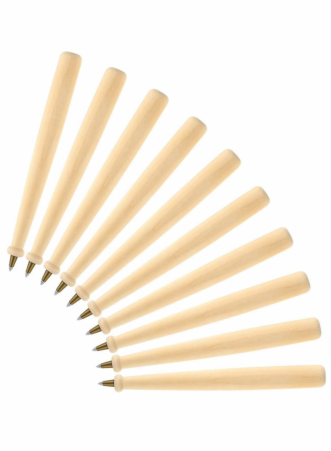 Writing Pens with Black Ink, 10 Pieces Wood Baseball Drumstick Natural Color Students Reward Bat for Friend Kids Favor Craft