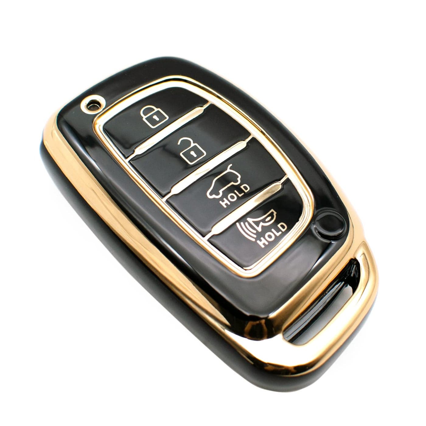 FEYOUN Key Fob Cover Compatible with Hyundai Elantra Elantra GT Ioniq Sonata Tucson Smart 4 Buttons TPU Remote Keyless Key Fob Case Protection Shell Accessories Black