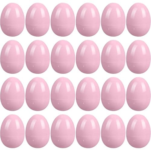 kymqlyw 24 Pcs Easter Eggs Plastic Fillable Easter Eggs Bulk Empty Blank for Easter Basket Stuffers Fillers Easter Theme Party Favor Easter Hunt Stuffers Classroom Prize Pink