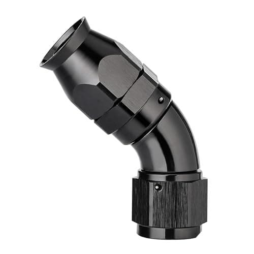 EVIL ENERGY 6AN 45 Degree PTFE One Piece Full Flow End Hose Fitting Aluminum Black