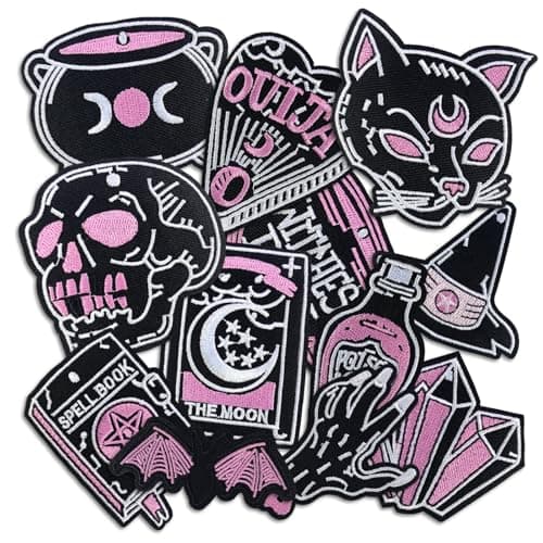 Dark Embroidered Applique Iron On Patches for Backpacks Rock Band Patches for Jackets Cool Sew Patch for Clothing Jeans Hats DIY Accessories Dark11 12 Pcs