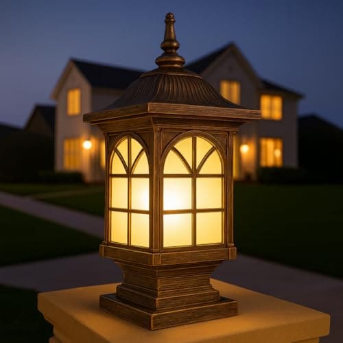 GIGAWATTS BARFI Outdoor Gate Light – 101% Rust & Waterproof Die-Casting Aluminium Exterior Piller Lamp Base Mount for Garden, Boundary Walls & Home Entrances (B22 Holder, Bulb Not Included, Gold)