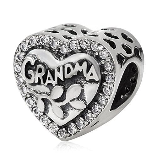 925 Sterling Silver Love Grandma Heart Charm Birthday Anniversary Charm for Pandora Bracelet