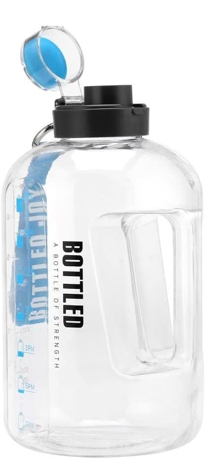 Drofail 2.5 Liter Motivational Sports Gym Bottle Daily water intake with Time Markings BPA-Free. Leak proof For adults For Gym, Travel And office – White