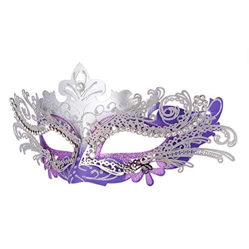 Hoshin Masquerade Mask, Mardi Gras Deecorations Venetian Masks for Womens (Purple & Silver)
