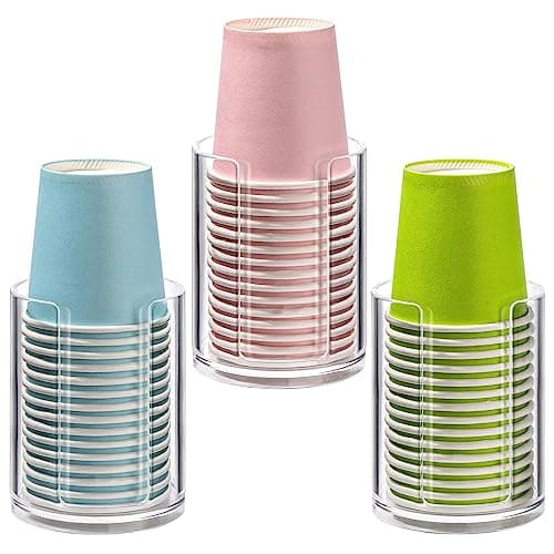 3 Pack Bathroom Cup Dispenser 3 oz Countertop Storage Mouthwash Cups Holder, Plastic Small Disposable Paper Cup Holders for Bathroom Sink Counter