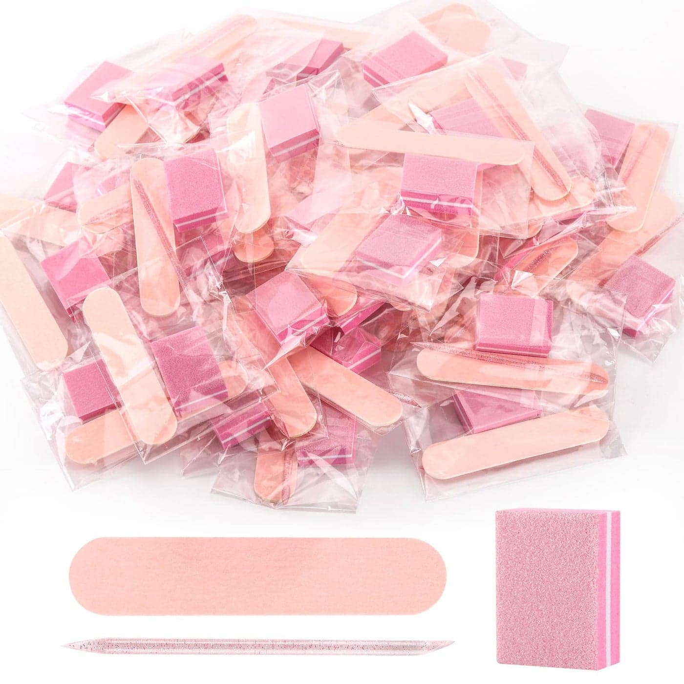 48 Sets Disposable Manicure Kit Individually Package Nail KitManicure Set with Mini Nail FileMini Nail BufferNail Stick for Salon Home