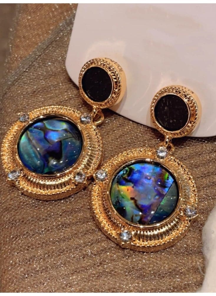 Ancient Natural Abalone Shell Earrings With Retro Palace Style