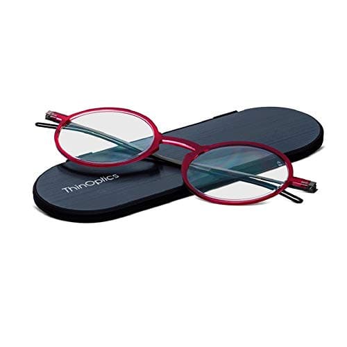 ThinOptics Unisex Adult Glasses Reading, Regular Case / Round Red, 1.50 US