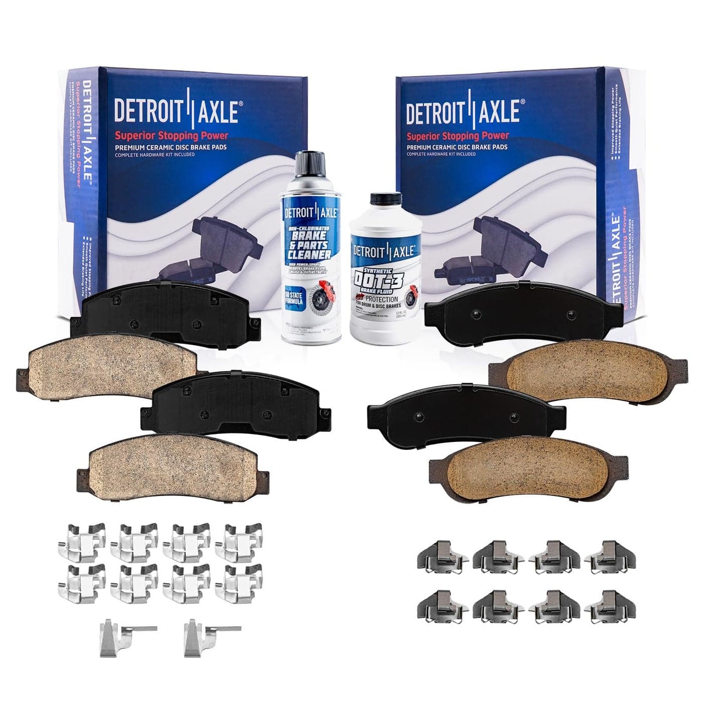 Detroit Axle Brake Pads for 20052012 Ford F250 F350 Super Duty Front and Rear Ceramic Brake Pads wHardware 2006 2007 2008 2009 2010 2011 Replacement