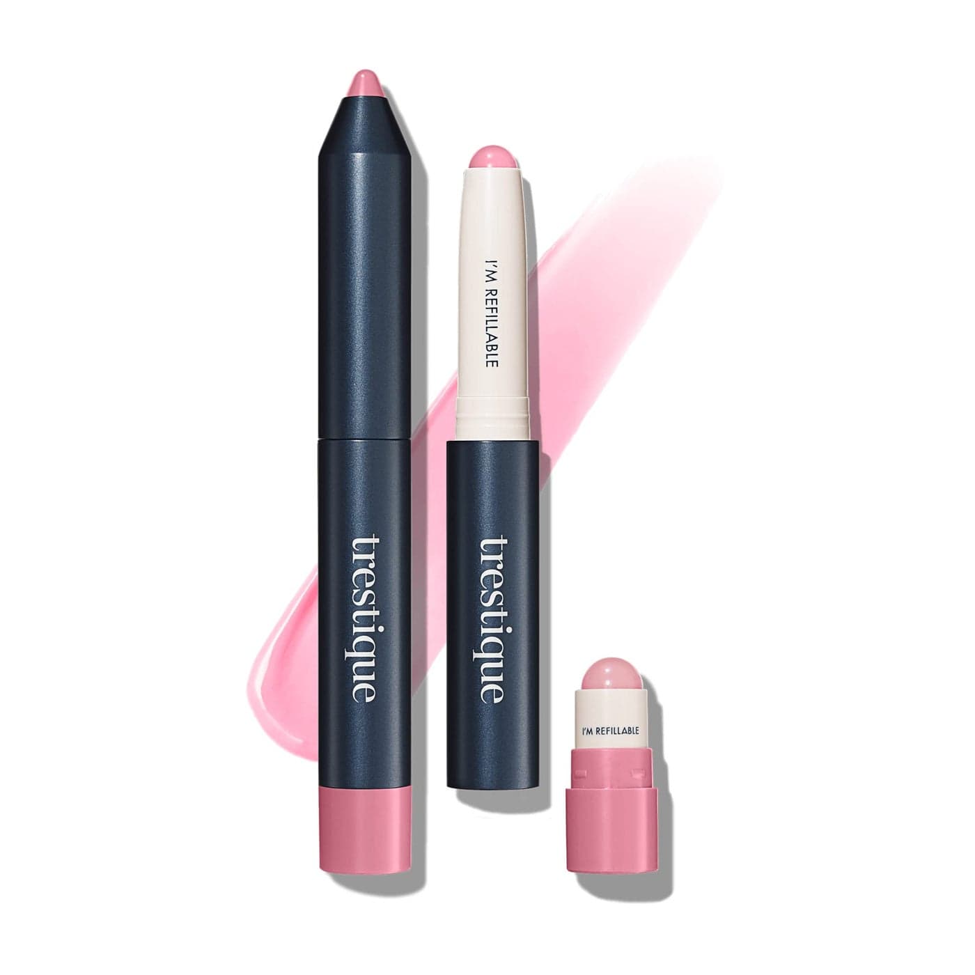 TRESTIQUE trestique Prime And Shine Lip Crayon Refillable Shiny Lipstick With Builtin Lip Primer Clean Beauty Makeup Lipstick For Women 2in1 Glossy and Primer