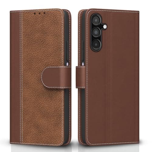 Pikkme Flip Cover for Samsung Galaxy F15 5G / M15 5G / M15 Prime 5G | Leather Finish | Wallet Stand and Shock Proof | Complete Protection Flip Case (Tan)